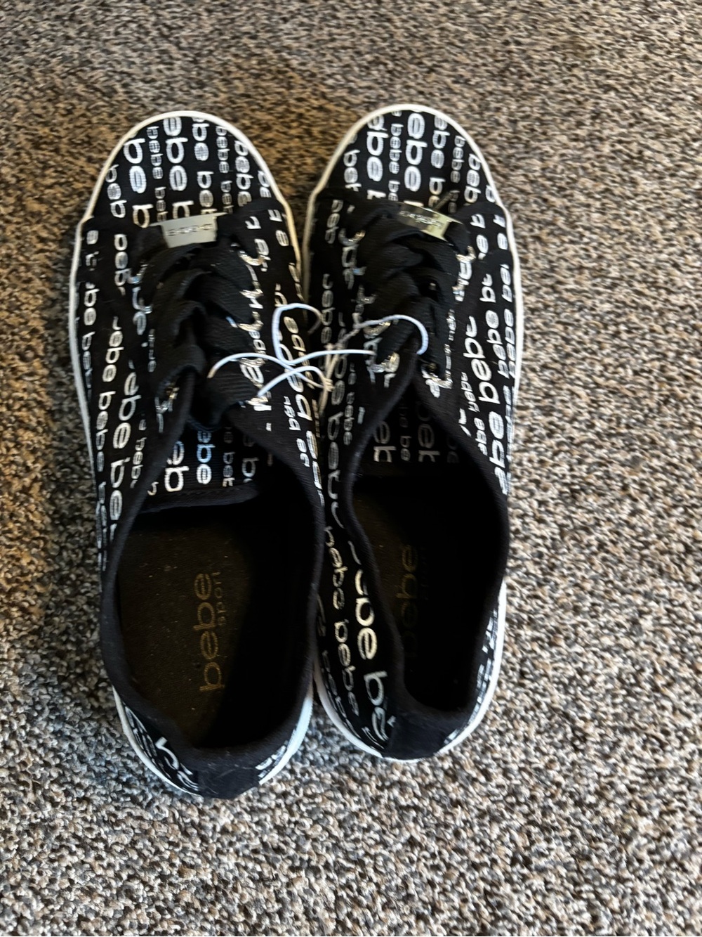 bebe Black and White Logo Sneakers size 8 women